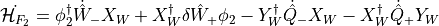 \dot{\mathcal{H}_{F_2}} = \phi_2^\dagger  \dot{\hat{W}}_- X_W +
X_W^\dagger  \delta \hat{W}_+ \phi_2 - Y_W^\dagger \dot{\hat{Q}}_- X_W - X_W^\dagger   \dot{\hat{Q}}_+  Y_W