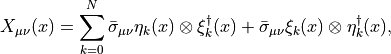 X_{\mu\nu}(x) = \sum_{k=0}^N \bar{\sigma}_{\mu\nu}\eta_k(x)\otimes\xi_k^\dagger(x) + \bar{\sigma}_{\mu\nu}\xi_k(x)\otimes\eta_k^\dagger(x),