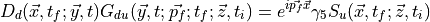 D_d ( \vec{x},t_f; \vec{y}, t ) G_{du}(\vec{y}, t; \vec{p_f}; t_f; \vec{z}, t_i) = e^{i\vec{p_f} \vec{x}} \gamma_5 S_u(\vec{x}, t_f; \vec{z}, t_i)