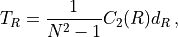 T_R = \frac{1}{N^2-1} C_2(R) d_R\,,