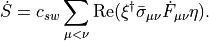 \dot{S} = c_{sw}\sum_{\mu<\nu}\mathrm{Re}(\xi^\dagger\bar{\sigma}_{\mu\nu}\dot{F}_{\mu\nu}\eta).